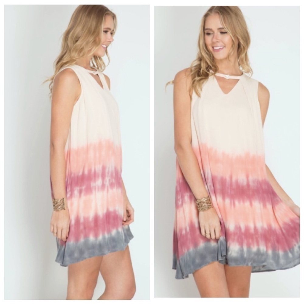 Peach Sleeveless Swing Dress